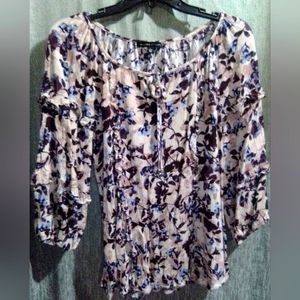 Blue and Pink Floral Blouse